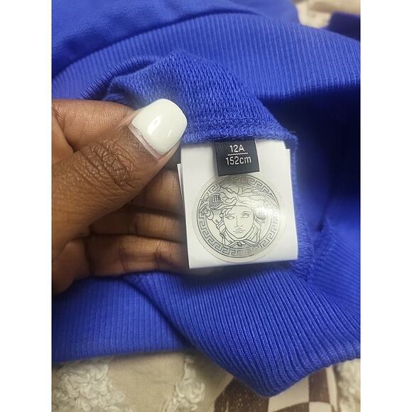 Versace Boys Meteor Logo Sweatshirt Blue Size 12A $380 - Picture 3 of 4